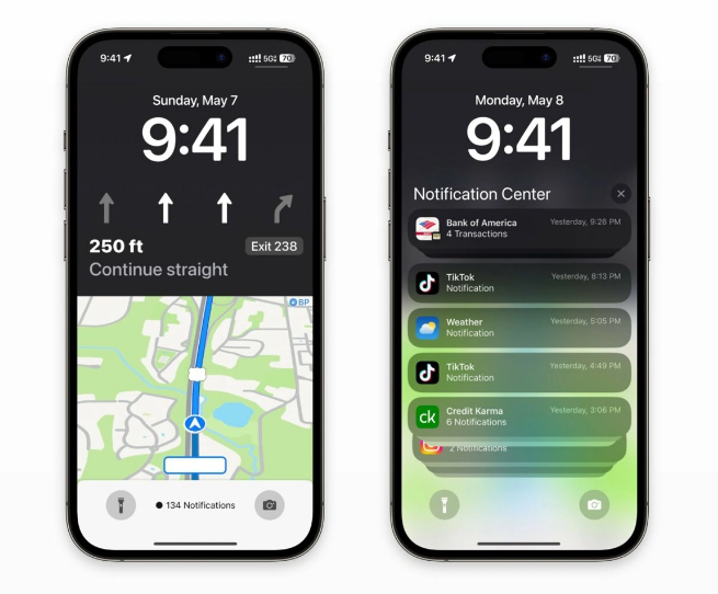 武强苹果维修服务分享iOS17锁屏地图导航半屏显示长什么样 
